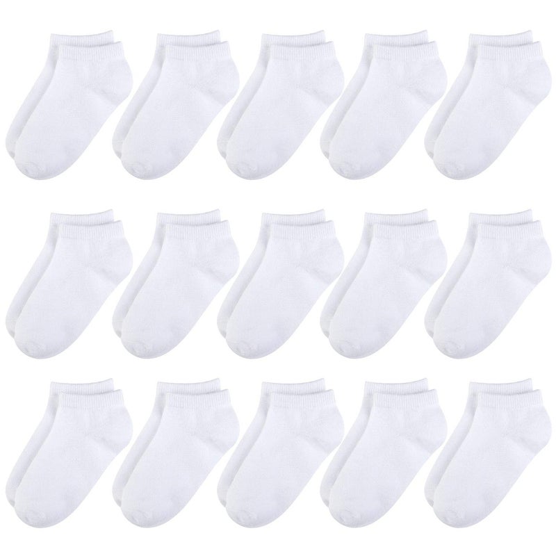 BOOPH Kids Socks for Boys Girls Low Cut Athletic Ankle Socks 6-8 Years White - Image 1